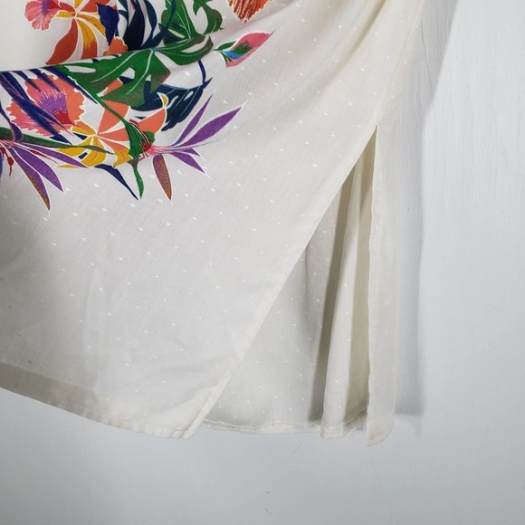 Vintage Frederick's Of Hollywood Floral Midi Skirt‎ 13 6 White Tropical - Picture 4 of 13